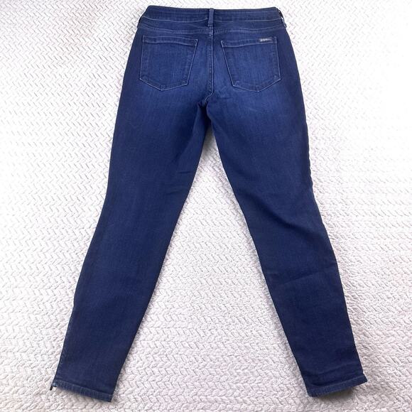 Women's Eddie Bauer Slightly Curvy Skinny Zip Ankle Dark Wash Denim Jeans Sz 2 - Picture 4 of 15